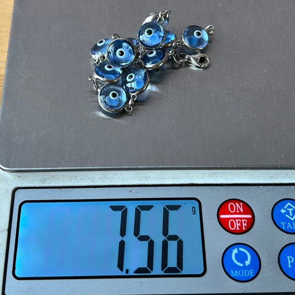 VINTAGE STERLING SILVER BLUE EVIL EYE PROTECTION BRACELET SOLID MADE BEAUTIFUL - Picture 8 of 16